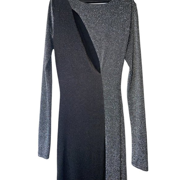 Naked Wardrobe Colorblock Cutout Long Sleeve Maxi Dress In Black X-Small - Picture 3 of 7